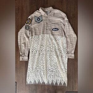 Tricia Fix Vintage Upcycled Flannel Lace Duster